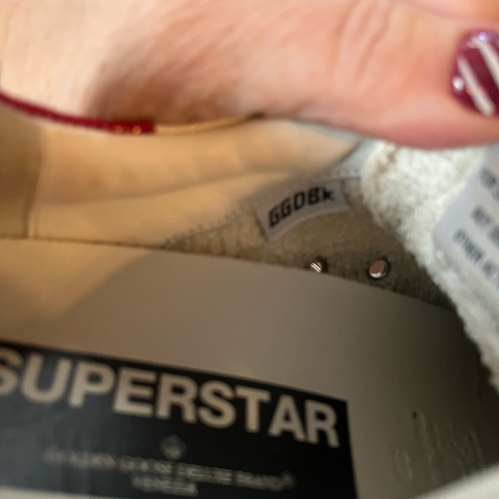 Golden Goose White Polka Dot Sneakers with Black Star and Red Heel - Picture 7 of 16